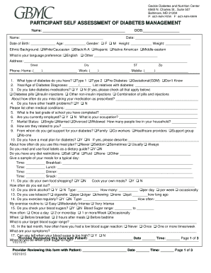 Participant Self Assessment of Diabetes Management