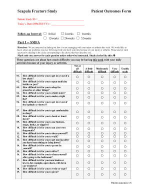 Scapula Fracture Study Patient Outcomes Form
