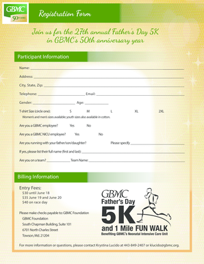 Father’s Day 5K Registration Form