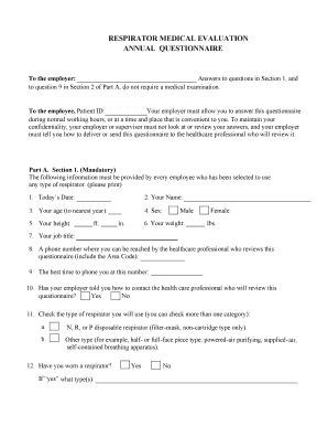Respirator Medical Evaluation Questionnaire