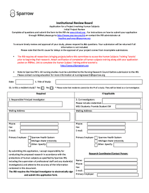 Institutional Review Board Application for Human Subjects Research