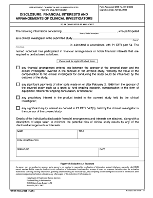 FDA Form 3455 Financial Disclosure