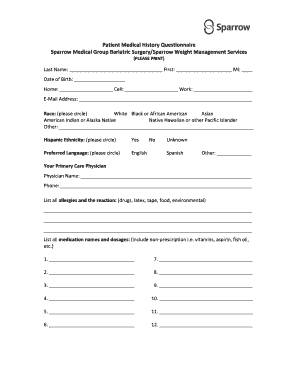 Patient Medical History Questionnaire