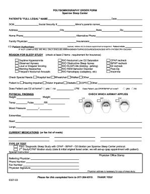 Polysomnography Order Form