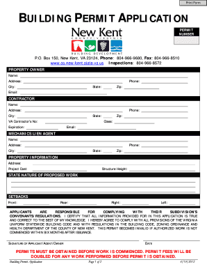 Virginia Building Permit Application