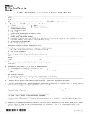MedStar Authorization for Use or Disclosure of Protected Health Information