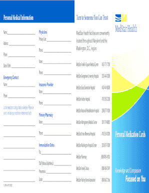 Personal Medical Information Form