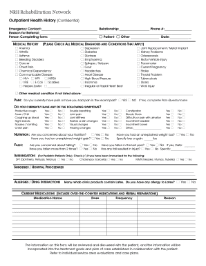 Outpatient Health History Form