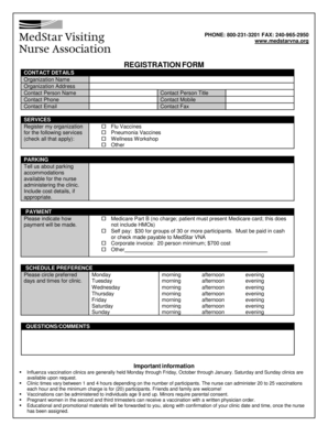 MedStar VNA Vaccination Clinic Registration Form