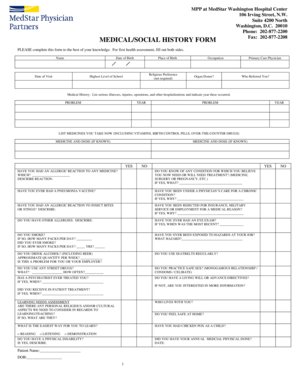 Medical Social History Form
