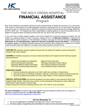 Holy Cross Hospital Financial Assistance Application