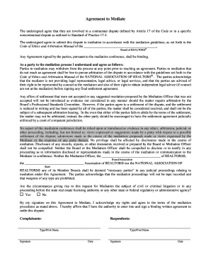 Agreement to Mediate