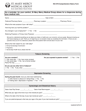 NG GYN Comprehensive History Form