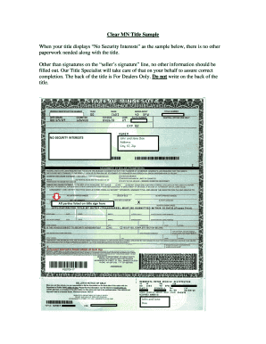 Fillable Online Clear MN Title Sample Fax Email Print - pdfFiller