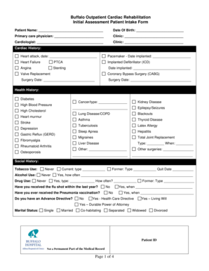 Outpatient Cardiac Rehabilitation Initial Assessment Form
