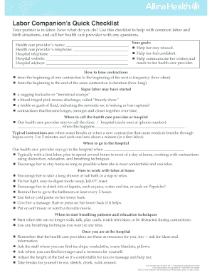 Labor Companion Checklist