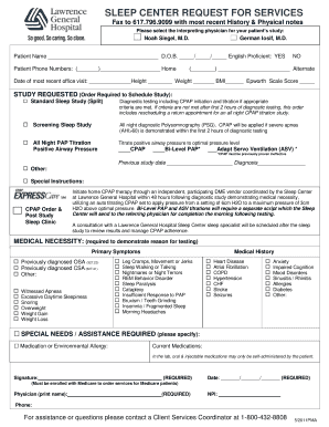 Sleep Center Request for Services