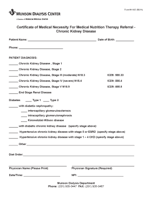 Certificate of Medical Necessity for Medical Nutrition Therapy Referral