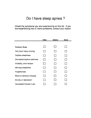 Sleep Apnea Symptoms Checklist