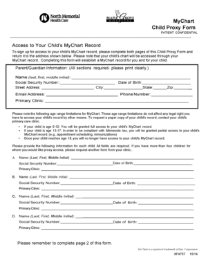 MyChart Child Proxy Form