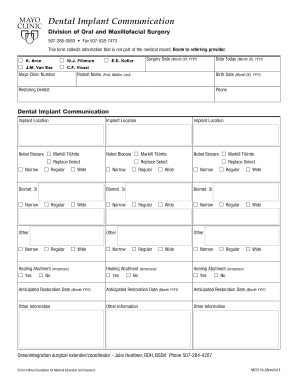 Dental Implant Communication Form