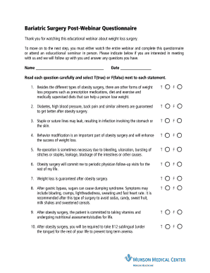 Bariatric Surgery Post-Webinar Questionnaire