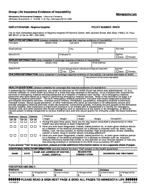 Group Life Insurance Evidence of Insurability Form