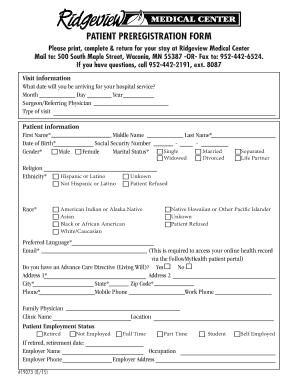 Patient Preregistration Form