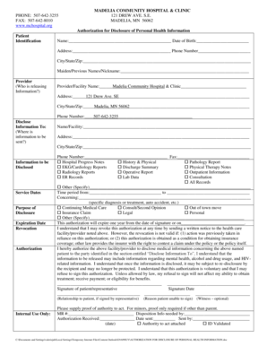 Authorization for Disclosure of Personal Health Information