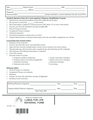 Pulmonary Rehabilitation Program Admission Orders