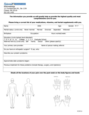 Rheumatology Patient Intake Form
