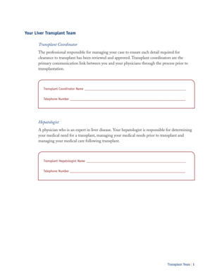 Liver Transplant Team Information Form