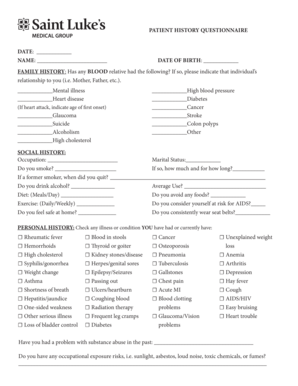 Patient History Questionnaire