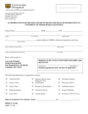 Authorization for Disclosure of Protected Health Information