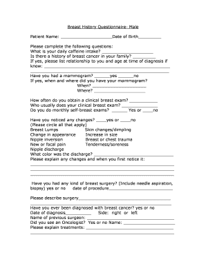 Breast History Questionnaire Male