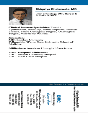 Urology Specialist Contact Information