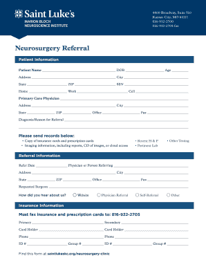 Neurosurgery Referral Form
