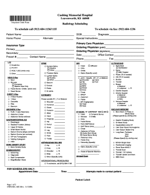 Radiology Scheduling Form