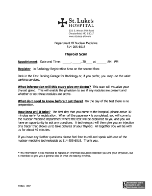 Thyroid Scan Appointment Form