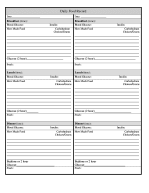 Daily Food Record Form