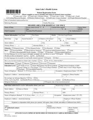 Saint Luke's Health System Patient Registration Form
