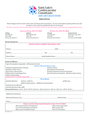 Saint Luke’s Cardiovascular Consultants Referral Form