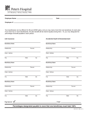 Employee Life and AD&D Beneficiary Designation Form