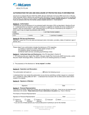 Authorization for Use and Disclosure of Protected Health Information