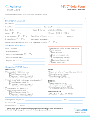 Fillable Online PETCT Order Form - McLaren Health Care Corporation Fax ...