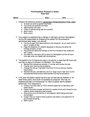 Pre-Procedure Protocol Test