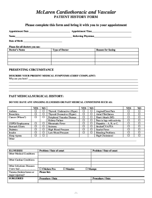 Patient History Form
