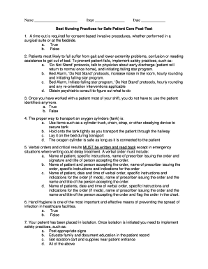 Best Nursing Practices for Safe Patient Care Post-Test