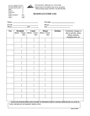 Blood Glucose Log