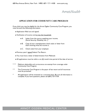 Arnot Ogden Medical Center Financial Assistance Application